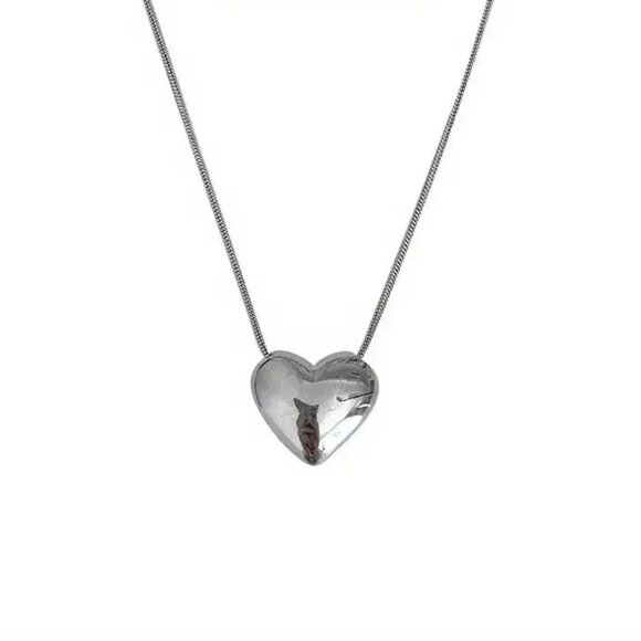 NWT 925 Sterling Silver Bubble Heart Necklace with Chain - Picture 4 of 5